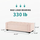 48" Ottoman with Storage, Pink Storage Ottoman Bench with Safety Hinge, Upholstered Entryway Bench with Seating for Bedroom, Living Room, Holds up to 330 lb by CozyNest Decor