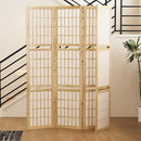 5.6FT Room Divider and Folding Portable Partition Screen, Chinese Japanese Shoji Style with Three Display Shelves for Room Separation - 4 Panel (Natural) by CozyNest Decor