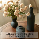 Fake Flowers in Vase for Centerpieces, Faux Flowers in Modern Ceramic Vase Set of 3 with 8 Artificial Autumn Chrysanthemums Home Decor by CozyNest Decor