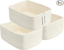Small Woven Storage Baskets 13“X9”X5“ Decorative Rope Bins for Organizing Shelves, Closets, and Toys, Empty Gift Baskets, Cute Organizer Basket for Home and Office White Large by CozyNest Decor