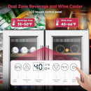 24" Wine and Beverage Refrigerator, Dual Zone Wine Cooler with Glass Door, Hold 88 Cans & 21 Bottles, Built in or Freestanding Under Counter Wine Fridge with Blue LED Light. by CozyNest Decor