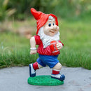 Outdoor Gnome Sculpture Garden Gnome Rugbyl Player Statue, 9.8" Tall Resin Outdoor Decoration, Red and Blue Sports Theme The for Rugby Enthusiasts by CozyNest Decor