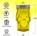 Generic 14 oz Colorful Skull Glass Mason Jar – Mix & Match 7 Vibrant Colors, Large & Durable! (Red)