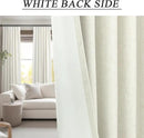 DANCURTON 100% Blackout Linen Curtains 45 Inches Long 2 Panel Short Length Kitchen Curtain for Small Window Treatment Basement Cafe Thermal Insulated Energy Efficient Drapes for Bedroom Bathroom Cream by CozyNest Decor