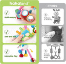 hahaland Baby Toys 0-6 Months - Baby Sensory Toys 0-3-6 Months Car Seat Toy Hanging - Musical Animals with Pull String Rattle Teether Crinkle Mirror, Crib Stroller Toy Tummy Time Babies Girl Boy Gifts by TinyTreasures Baby Boutique
