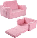 Kids Chairs for Toddler, 2-in-1 Toddler Soft Sherpa Couch Fold Out, Convertible Sofa to Lounger for Girls and Boys, Pink by CozyNest Decor
