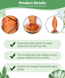 Nacome Fish Vase Glass Plant Terrarium with Wooden Stand,Planter Propagation Station for Home Office Hydroponics Desk Decoration,Unique Gardening Gifts for Plant Lovers Women Mom(Orange) by CozyNest Decor