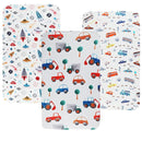 Pack n Play Sheet Stretchy Fitted Portable Mini Crib Sheets Set 3 Pack,Playard Sheets Convertible Playard Mattress Cover,Ultra Soft Jersey Material,Rocket Satellite,Car & Bus by TinyTreasures Baby Boutique