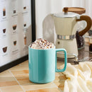 E-liu Porcelain Tea Mugs Coffee Mug Set, Large 15 Ounces Cups for Coffee, Tea, Cocoa, and Mulled Drinks, Set of 6, Turquoise by CozyNest Decor