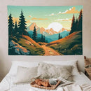 HZOHNAGO Mountain Tapestry Forest Mountain Sunrise Road Pattern Printed Wall Tapestry Wall Hanging for Bedroom Living Room Dorm 60" W x 40" H by CozyNest Decor