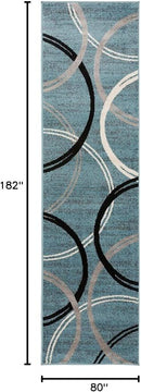 Rugshop Modern Wavy Circles Design Runner Rug 2'7" x 6' Blue by TinyTreasures Baby Boutique