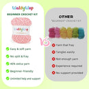WaldyWop Crochet Kit for Beginners: 4 Flower Bracelets Knitting Kits for Adults Women w/Easy Yarn & Step-by-Step Video Tutorials - Wobbles Crochet Starter Kit for Kids Girls, Birthday Gift for Mom Kid by TinyTreasures Baby Boutique