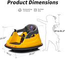 12V Kids Bumper Car, Electric Baby Bumper Car for Toddlers with Remote Control, 3 Speeds - Yellow by TinyTreasures Baby Boutique