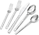 KINGSTONE 40 Piece Hammered Silverware Set, 18/10 Stainless Steel Flatware Set for 8, Cutlery Set for Home, Party, Wedding, Mirror Polished Dishwasher Safe by CozyNest Decor