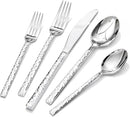 KINGSTONE 30 Piece Hammered Silverware Set, 18/10 Stainless Steel Flatware Set for 6, Cutlery Set for Home, Party, Wedding, Mirror Polished Dishwasher Safe by CozyNest Decor
