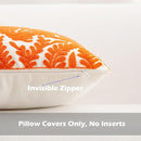 HWY 50 Orange Fall Decorative Throw Pillow Covers 18x18 Inch (1 Piece), Embroidered Cotton Farmhouse Cushion Cover Pillow Case for Sofa Couch Living Room Bed Bedroon, Floral Branches by CozyNest Decor