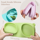 Silicone Foldable Novelty Dinner Plates,Suction Plates for Baby Travel Essential with Forks and Spoons,Microwave & Dishwasher Safe,Green by TinyTreasures Baby Boutique