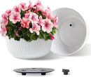 T4U 12 Inch Large Self Watering Plant Pots, Wide Self Watering Planter with Drainage Hole, Large Plant Pots Flower Pot for Plants, Set of 2, White by GreenHaven Gardens