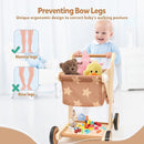 Asweets 2 in 1 Wooden Baby Walker Push and Pull Doll Stroller, Shopping Cart Learning Walker for Boys and Girls, Sit Stand Learning Toddler Toy (Brown) by TinyTreasures Baby Boutique