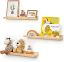 Picture Ledge Shelf for Wall, 24 inches Solid Pine Wood Nursery Book Shelves 3 Packs, Floating Ledge Shelves for Kids' Room Bedroom Bathroom Living Room Photo Frames Office Nursey Wall Decor, Natural by TinyTreasures Baby Boutique