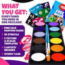 Blue Squid Face Painting Kit for Kids – Complete Face Paint Kit Palette, Stencils, 12 Colors - Safe for Sensitive Skin, Non Toxic Face Painting Kit Professional - Kids Party & Halloween Makeup Kit by TinyTreasures Baby Boutique
