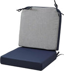 19 x 19 Inch Outdoor Seat Cushions for Patio Furniture with Non Slip and Ties Waterproof & UV Resistant Round Corner Outdoor Chair Cushions Replacement Set of 2, Navy Blue by GreenHaven Gardens