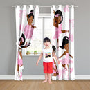 Cute Black Girl Curtain Panels for Girl Room Black Girl Curtains Grommets Top Drapes for Kids Nursery Bedroom Lovely Girls Themed Thermal Insulated Curtains, Black Girl Curtains, 82" x 84" by TinyTreasures Baby Boutique
