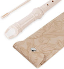 Recorder Instrument for Beginner Kids Adults,8-Hole Soprano Descant Recorder Music Flute with with Cleaning Rod & Leather Case For School Student Home Entertainment(2-Carved Beige) by TinyTreasures Baby Boutique
