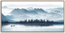 Indigo Framed Canvas Wall Art Misty Mountain Wall Pictures Foggy Lake Boat Canvas Painting Prints Forest Birds Canvas Wall Decor for Living Room Bedroom Decorations Natural Framed 24" x 48" by CozyNest Decor