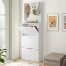 Shoe Storage Cabinet with 3 Flip Drawers, Narrow Shoe Cabinet with 9 Hooks Coat Rack, Freestanding Slim Shoe Storage Organizer for Entryway, Hallway, Entrance, Bedroom, Living Room, White by CozyNest Decor