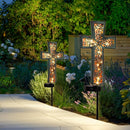 Solar Cross Garden Stake Lights 38inch Outdoor Waterproof Memorial Garden Decor 2 Lighting Modes Cemetery Decorations for Grave for Remembrance Gifts & Sympathy Gifts (Blue Cross) by GreenHaven Gardens