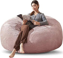 Bean Bag Chair 5Ft, Memory Foam Filled, Large Beanbag Chairs for Adults and Teens, Soft Sofa with Removable Flannel Cover, Round Couch for Living Room Bedroom College Dorm (Pink, 5FT-60×60"×24") by CozyNest Decor