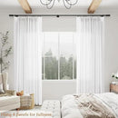 FMFUNCTEX Pinch Pleated Curtains 84 Inches Long for Living Room, White Semi Sheer Faux Linen Textured Pleat Drapes for Bedroom with Hooks, Light Filtering Neutral Farmhouse Window Drapes 2 Panels by CozyNest Decor