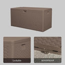 73 Gallon Pro Outdoor Storage Box Waterproof Lockable Resin Deck Box Large, Patio Storage Bin for Pool Accessories Cushion Furniture, Garden Tools, UV-Resistant Outside Delivery Brown by GreenHaven Gardens