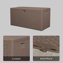 73 Gallon Pro Outdoor Storage Box Waterproof Lockable Resin Deck Box Large, Patio Storage Bin for Pool Accessories Cushion Furniture, Garden Tools, UV-Resistant Outside Delivery Brown by CozyNest Decor
