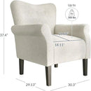 BELLEZE Modern Accent Chair for Living Room, High Back Polyester Armchair with Wooden Legs, Upholstered Wingback Side Chair Padded Armrest Single Sofa for Living Room, Bedroom - Allston (White) by CozyNest Decor
