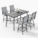 Sophia & William Outdoor Bar Set, Patio Bar Table and Chairs Set, Bar Height Patio Set - 4 x Swivel Bar Chairs(Grey), 1 x Rectangular Bar Table(Wood-Like) by CozyNest Decor