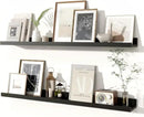 Fun Memories Picture Ledge Shelves Set of 2, 36 Inch Rustic Wall Mounted Floating Shelves with Lip for Home Storage and Décor in Bathroom, Kitchen, Nursery, Bedroom, Living Room, Black