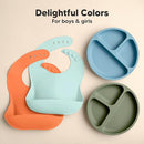 KeaBabies 2-Pack Silicone Baby Bibs for Eating - Sturdy Food-Grade Silicone Bibs for Babies Girl, Boy, Large Food Catcher, Clean & Put On Easily, Waterproof Toddler Feeding Essentials (Amaze) by TinyTreasures Baby Boutique
