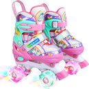 4-Pejiijar Rainbow Unicorn Kids Roller Skates for Girls Toddler Ages 2-4 5-8 8-12,Adjustable Roller Shoes with Luminous Wheels for Birthday Xmas Gifts by TinyTreasures Baby Boutique