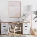 GLOBE Electric 52112 65" Floor Lamp, Faux Wood Finish, White Cotton Shade, Japandi Style, E26 Base, Modern Bedroom and Living Room Lighting by CozyNest Decor