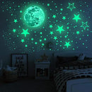 Luminous Wall Decals Ceiling Stickers Glow in The Dark Moon and Stars Starry Sky Shining Decals Room Decoration Perfect Gifts for Kids Bedroom Bedding Room, 1 Moon + 436 Stars and Dots by CozyNest Decor
