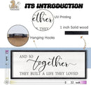 And So Together They Built A Life They Loved Sign Large Above Bed Wall Decor 32"×12" for Bedroom Over Bed Wall Art Hanging (Black) by CozyNest Decor