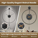 Large Modern Wall Clock,Wall Clocks for Living Room Decor,Classical Metal Minimalist Roman Numeral Dial,Big Decorative Farmhouse Pendulum Wall Clock With Walnut Pointers for Office,Dining Room by CozyNest Decor