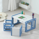 3 in 1 Montessori Weaning Table and 2 Chairs Set, Kids Activity Table Set, 2 Height Levels, Toddlers Activity Table for Drawing, Dining, Reading and Playing, Blue by CozyNest Decor