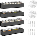 PMMASTO Adhesive Acrylic Spice Rack Organizer for Wall with Nano Double Sided Tape, Spice Shelf Organization for Kitchen Cabinet Door/Pantry Door, Wall Mount Seasoning Rack (Black - 4 Pack) by CozyNest Decor