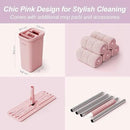 JOYMOOP Pink Mop and Bucket with Wringer Set for Home, with 5 Reusable Microfiber Mop Pads, Hands-Free Self-Cleaning System, Suitable for Floor Cleaning and Wall Cleaner by CozyNest Decor