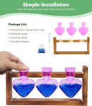 Nacome Plant Terrarium for Office Decor: Birthday Gifts for Plant Lovers Women Mom Wife - Wooden Stand Tabletop Planter 3 Bulb Glass Vase Heart Shaped for Hydroponics Indoor Home(Purple) by CozyNest Decor