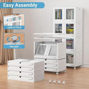 300Qt Stackable Storage Bins with Lids, 75Gal Closet Organizers and Storage Drawer, Plastic Collapsible Storage Bins with Doors, Heavy Duty Store Box Cabinet for Home Kitchen, 3Pack White by CozyNest Decor