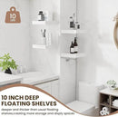 Fun Memories Floating Shelves for Wall 10 Inch, 10 Inch Deep Square Wall Shelves, Bathroom Storage Shelves Over Toilet, Wood Floating Shelves for Living Room Bedroom, White, Set of 2 by CozyNest Decor